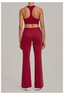 Ensemble de yoga extensible et respirant pour femme haut de fitness pantalon évasé