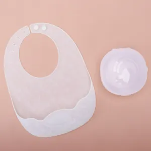 Babero de silicona impermeable para bebé con caja de almacenamiento, babero de alimentación.