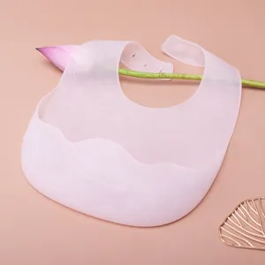 Babero de silicona para bebé impermeable ultra fino suave bolsillo comida saliva detalle