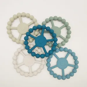 Juguete de mordedor de silicona para bebe barra molar relajante para habilidad de agarre