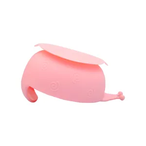 Ciotola in silicone rosa per neonati con ventosa, simpatico design a chiocciola.