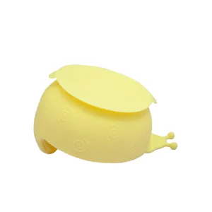 Ciotola con ventosa per neonati in silicone giallo simpatico design a lumaca antiscivolo