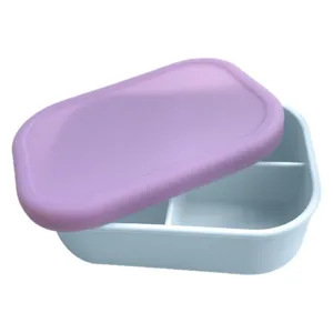 Ιαπωνικού Στυλ Σιλικόνης Bento Box 3 Διαμερίσματα Ορθογώνιο Τάπερ Φαγητού Δοχείο Αποθήκευσης Τροφίμων Κατάλληλο για Φούρνο Μικροκυμάτων