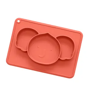 Piatto in silicone per neonati con ventosa elefante carino ciotola scomparti bambini