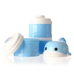 Portable Layered Baby Milk Powder Dispenser Cute Cartoon Animal Infant Formula Storage Container Leakproof Travel Snack Box