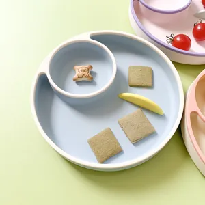 Baby silicone split dinner plate cute toddler tableware safe kids feeding food container