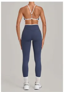 Seamless yoga set sports bra high waist leggings contrast binding fitness workout activewear