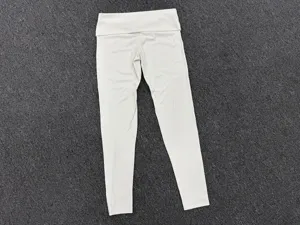 Dames vouw taille yoga broek legging fitness hardlopen sport beige elastische stof