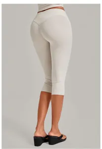 High waist butt lifting capri yoga pants for women, comfortable workout fitness gym leggings.