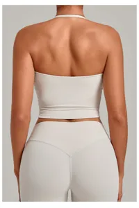 Σετ αθλητικό crop top με halter λαιμόκοψη και κολάν fitness για γιόγκα και προπόνηση.