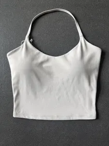 Γυναικείο crop top halter με βαθύ V εξώπλατο fitness workout yoga λεπτομέρεια