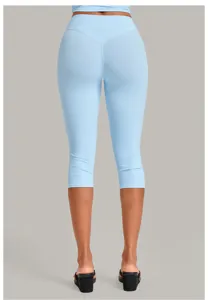 Women athletic yoga capri pants tummy control high waist fitness leggings for running gym