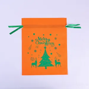 Orangener Vliesstoff Weihnachts Kordelzug Geschenktüte Süßigkeiten Beutel Festliche Verpackung