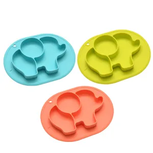 Set piastra di aspirazione neonato in silicone, simpatico tappetino elefante per bambini.