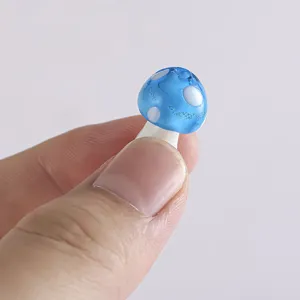 Blue glass mushroom bead charm for diy jewelry making bracelet necklace accessories
