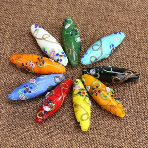 Χειροποίητες γυάλινες χάντρες lampwork μακρύ σχήμα τυμπάνου αξεσουάρ κατασκευής κοσμημάτων χονδρική