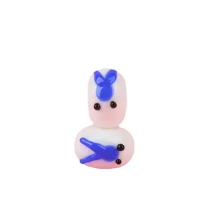 Handmade glass bead spacer, lovely animal shape translucent pink and blue DIY jewelry charm.