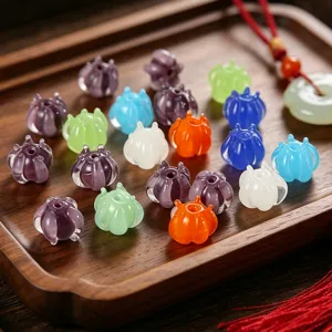 Colorful glass lotus beads for DIY jewelry making, bracelets, and hairpins accessories.