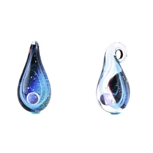 Handmade galaxy glass pendant crystal teardrop space starry charm diy jewelry making accessory