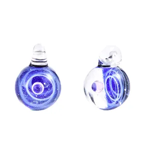 Handmade glass galaxy sphere pendant transparent crystal round bead DIY jewelry accessory.