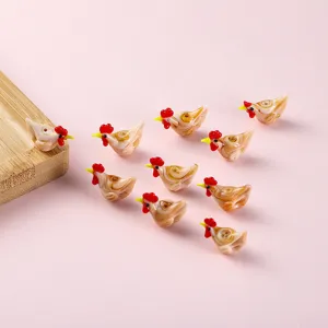 Handmade Glazed Glass Animal Loose Beads Cute Rooster Shape DIY Beads For Necklace Earrings Jewelry Making Craft