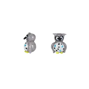 Handmade glass owl charm bead for DIY necklace and bracelet jewelry making accessories.