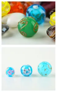 Mixed colorful glass lampwork beads detail, multi-size DIY handmade bracelet spacer charms.
