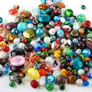 Colorful Mixed Glass Glazed Beads Assorted Shapes Floral Patterns DIY Loose Beads For Jewelry Making Craft Supplies