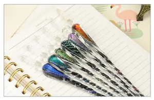 Crystal glass dip pen set with glitter, colorful calligraphy pen for students and writing practice.