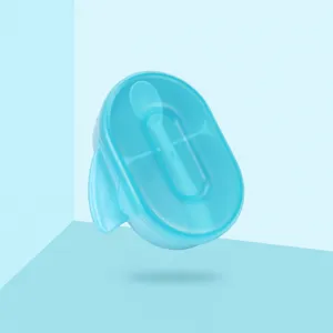 Ciotola neonato con ventosa termosensibile set cucchiaio stoviglie addestramento azzurro