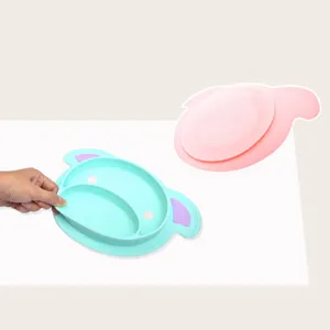 Piatto da Tavola di Aspirazione in Silicone per Neonati Carino Forma di Orso Diviso Cibo per Bambini Stoviglie per l'Alimentazione Accessori da Cucina
