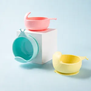 Cute silicone baby suction bowl set, toddler training anti-fall cartoon snail feeding tableware