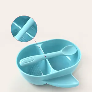 Newborn divided baby feeding bowl set with spoon anti-fall training tableware portable design