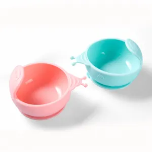 Silicone baby suction bowl set, cute snail design toddler training anti-fall tableware.