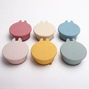 Simpatico ciotola in silicone per neonati con coperchio e orecchie di coniglio per la pappa.