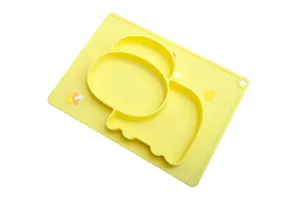 Silicone baby divided plate food grade toddler suction plate cute animal tableware