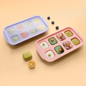 Moule à Glaçons en Silicone Avec Couvercle Transparent Relief de Fruits Conteneur de Stockage de Nourriture pour Bébé Outil de Fabrication de Glace
