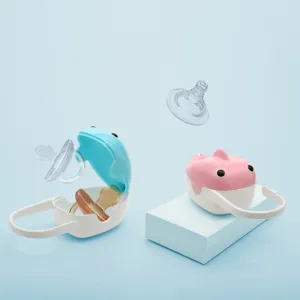 Portable Baby Pacifier Case Cute Cartoon Whale Design Infant Dummy Holder Travel Dustproof Storage Box For Newborn