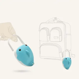 Cute cartoon whale baby pacifier storage box with portable handle and anti-lost strap.