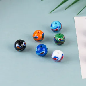 Handmade colorful swirl glass beads, perfect for DIY jewelry making and crafting.