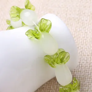 Handmade glass cabbage beads for DIY bracelets and necklaces jewelry accessories supply.