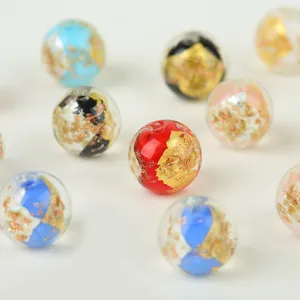 Luxury glass beads with gold and silver foil, perfect for DIY handmade jewelry accessories.