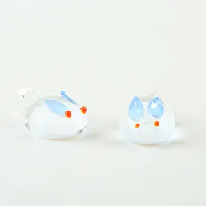 Cute clear glass rabbit charms for DIY jewelry making, transparent handmade animal pendants with loop.