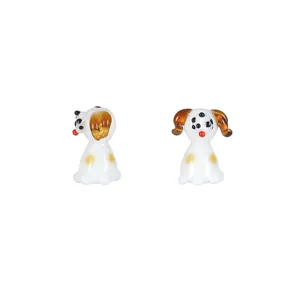 Handmade glass dog animal beads cute puppy charm for DIY jewelry making necklace earrings.