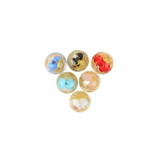 Gold and silver foil glass round beads DIY handmade jewelry making accessories