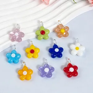 Ciondoli a fiore in vetro colorato ciondoli artigianali fai-da-te per collana bracciale accessori.