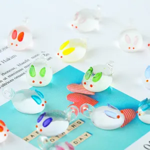 Cute Glass Rabbit Charms Pendant DIY Handmade Jewelry Accessories Animal Glass Beads For Craft Making Supplies