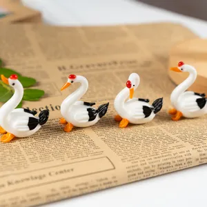 Glass Animal Ornaments Black Swan Miniature Figurine Cute Desktop Home Decor Hand Blown Craft Tabletop Decoration