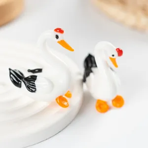 Handmade glass swan animal figurine desktop ornament cute home decor for living room table