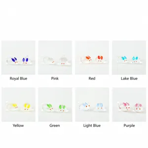 Glass rabbit beads pendant DIY handmade jewelry accessories with buckle multicolor options.